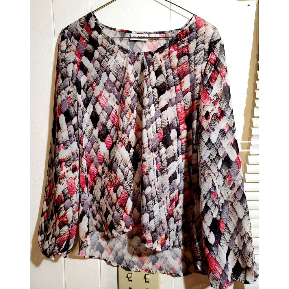 Liz Claiborne Sheer multi print long sleeve